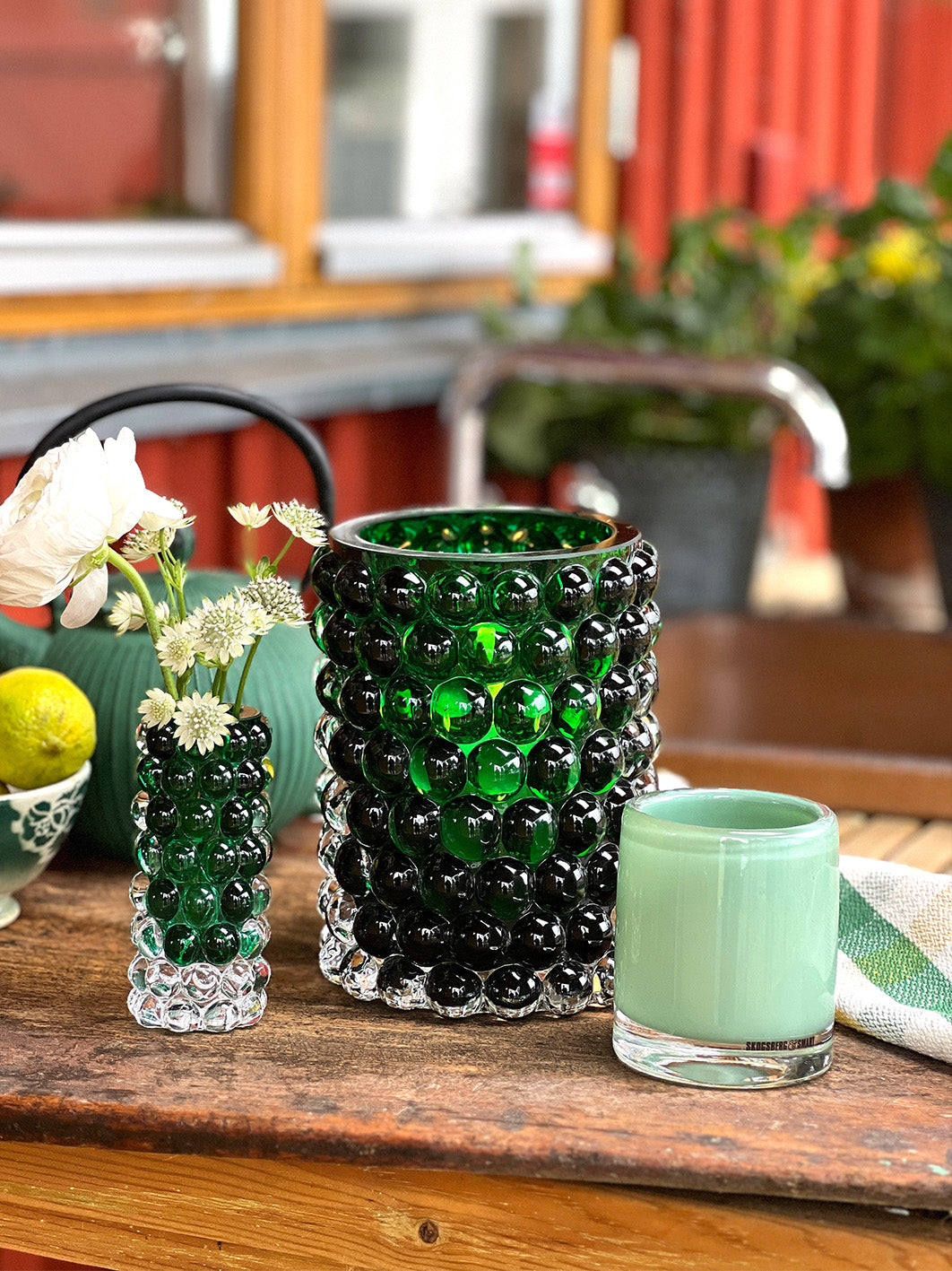 HURRICANE LAMP BOULE LARGE, Green Ljuslykta