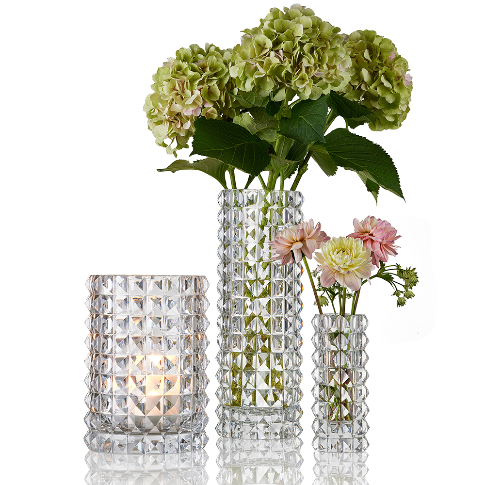 HURRICANE CRYSTAL VASE, Clear Stud